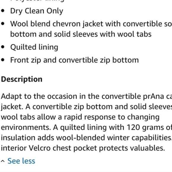 PrAna NWT Caprise Herringbone Gravel Black / Gray Jacket Coat Convertible Medium - Picture 12 of 12